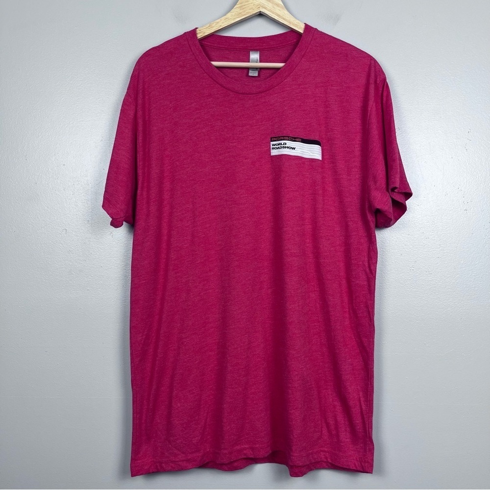 Men's Porsche World Roadshow Graphic Print Cotton Blend Tee Shirt Size L; Cars
